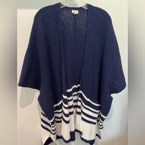 Aerie Navy and White Striped Women's Cozy Open Front Kimono Sweater Size M